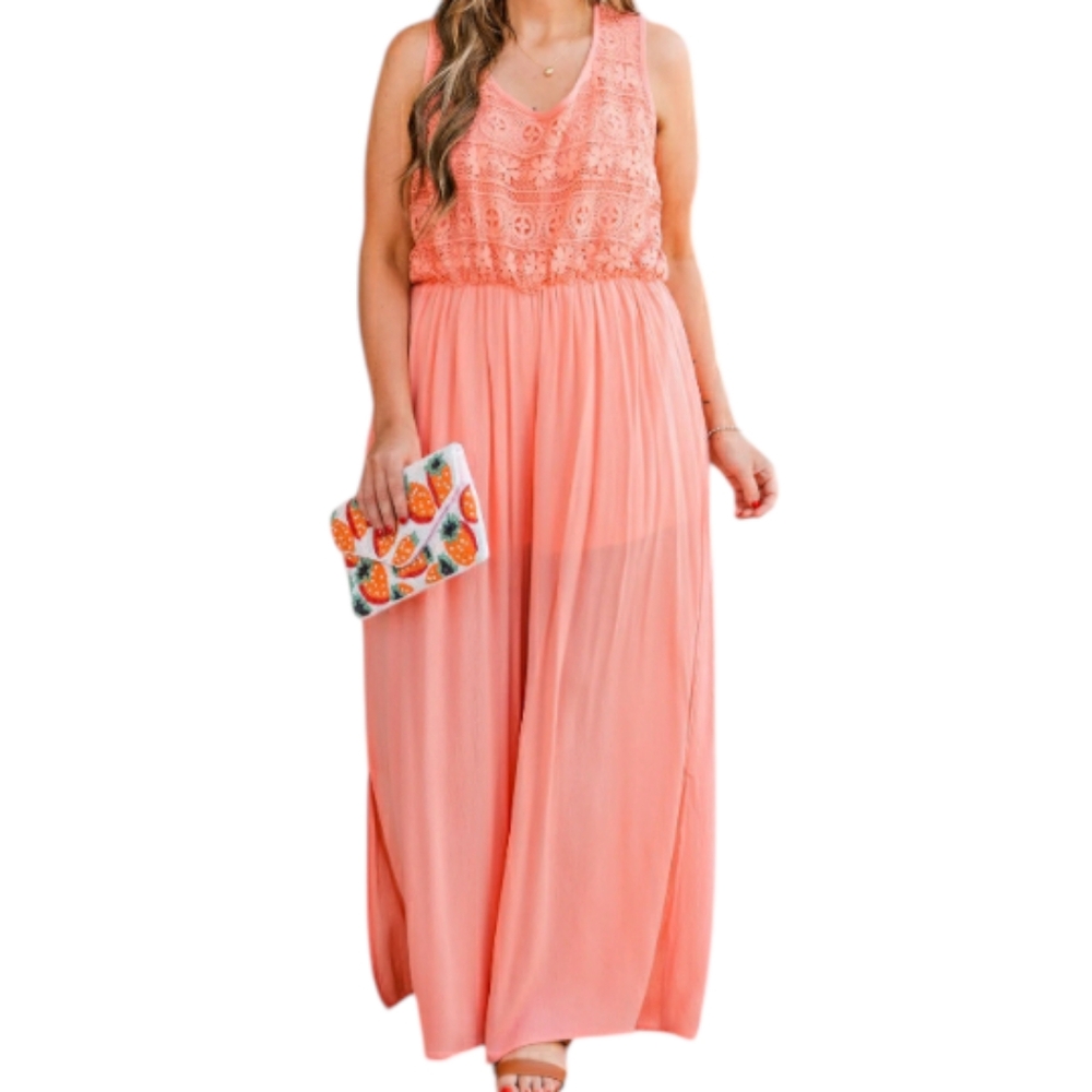 Chic Soul Pink Scoop Neck Sleeveless Jumpsuit Casual 3X